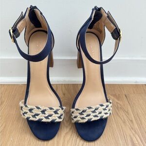 LC Lauren Conrad Blue and Cream Heeled Sandals
